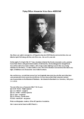A preview of a PDF biography for Bone, Alexander Victor